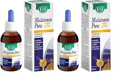 ESI - Melatonin Pura con Erbe della Notte, Integratore Alimentare in Gocce con Melatonina, Passiflora, Biancospino e Camomilla, Favorisce il Sonno, Senza Glutine e Vegan, Gusto Arancia, 50 ml