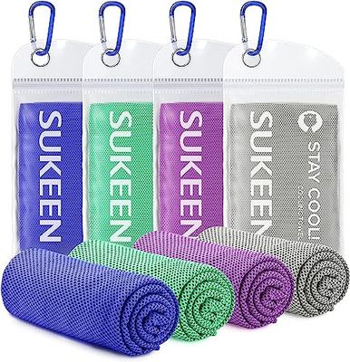 Sukeen Kylande handduk, kylande handdukar 4-pack, stanna sval ishandduk, svalkande handdukar för hals, kall handduk, gymhandduk män kvinnor (4 st, kungsblå/mörkgrön/lila/grå)