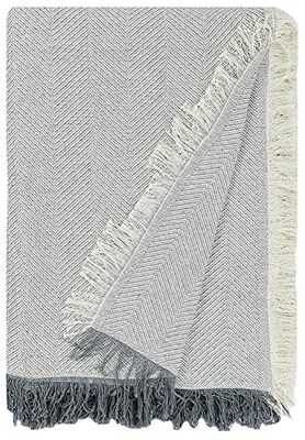 Martina Home Foulard Polyvalent Spiga, 80% Coton, 20% Polyester, Brut/Gris 180L x 130 W