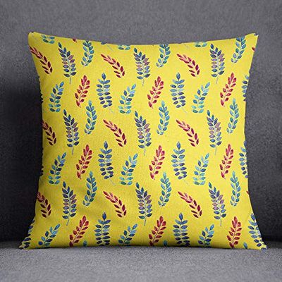 Bonamaison Hojas Funda de Cojín, Cotton, Multicolor, 45X45
