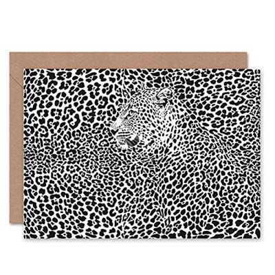 Wee Blue Coo PAINTING ILLUSTRATION BIG CAT LEOPARD INK SPOT PATTERN GREETINGS CARD