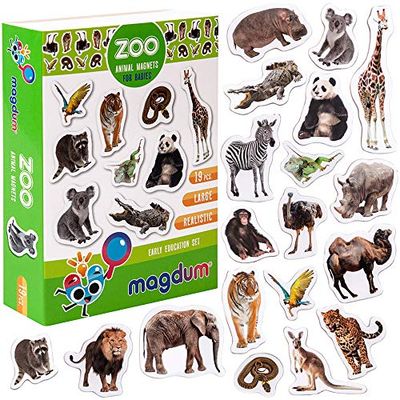 MAGDUM Calamite Bambini Animali ZOO FOTO Realistiche – Grandi calamite frigo bambini – Magneti per bambini – Giochi bambini 3 anni – Giochi educativi calamite per bambini -Bambini magnetici TEATRO