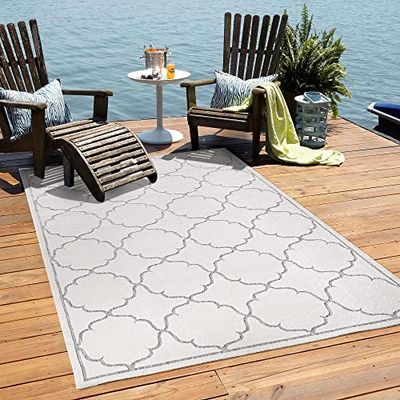 Muratap Berlino, tappeto per esterni, resistente alle intemperie, crema, moderno, per interni ed esterni, giardino, balcone, terrazza, cucina, soggiorno, bagno, dimensioni: 60 x 110 cm