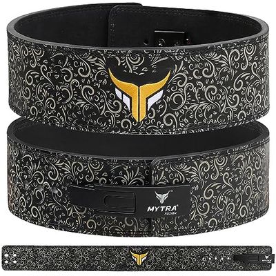 Mytra Fusion gewichthefriem witte gesp lifting riem voor sportschool, fitness, training, gewichthefriem voor heren en dames (S, Black)