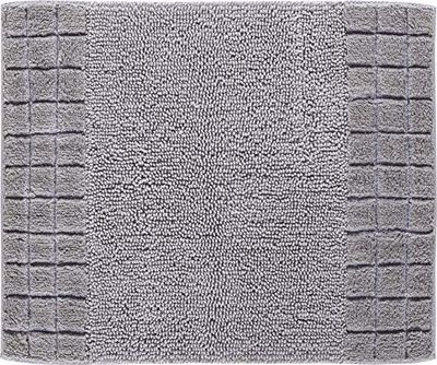 Linea Due Tapis de Bain Réversible, Ultra Doux, Absorbant et Antidérapant, Coton, 5 Ans de Garantie, Chess, Petit Tapis 50x60 cm, Argent