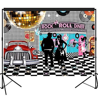 musykrafties 50s Diner fondale Grande Banner Decorazioni Dessert photobooth Prop 7x5feet Non lavabile