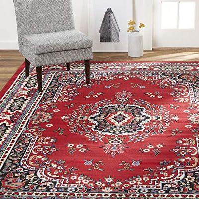 Home Dynamix Premium Sakarya Tapis décoratif, Polypropylène, Rouge/Noir, 21"x35"