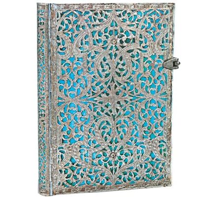 Paperblanks Maya Blue (Silver Filigree Collection) Midi Lined Hardcover Journal: Lined Midi