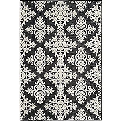 SAFAVIEH Tapis Traditionnel Pour Salon, Salle à manger, Chambre à coucher - Cottage Collection, Tapis à poil court, Noir et crème, 244 X 340 cm
