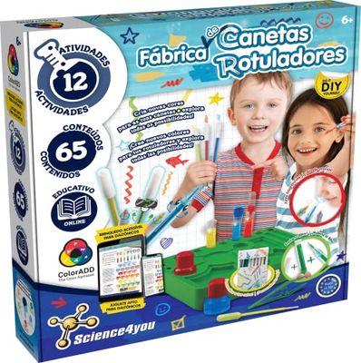 Science4you Märkpennor fabrik - barn markörlaboratorium, 65+ innehåll, spel och leksaker för barn 6+ år, gör tvättbara markörer, present till pojke och flicka 5 6 7 8 år