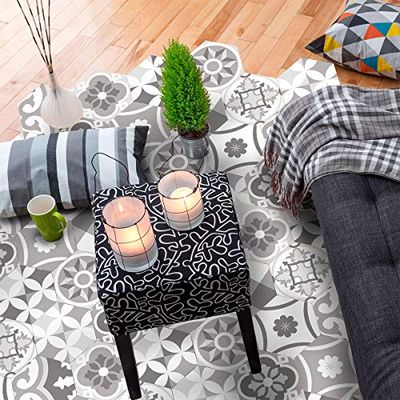 Ambiance Sticker Azulejo de Piso Decorativo Hexagon Adamo de despegar y Pegar, decoración del hogar de Bricolaje, Adhesivo Antideslizante - H40 x L90 cm - 10 Adhesivos de 20 x 18 cm