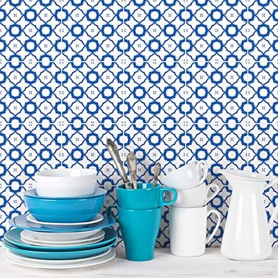 Ambiance Sticker Vinilos Autoadhesivos, Decoración de Paredes, Adhesivos de Azulejos para Baño y Cocina Azulejos de Cemento Bohème Yuma - 9 Vinilo Azulejos de 15 x 15 cm