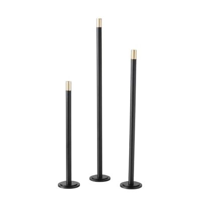 Boltze Mats 2039135 Lot de 3 bougeoirs en Fer Fait Main Design Moderne pour Bougies à Tige et bougeoirs Noir/doré