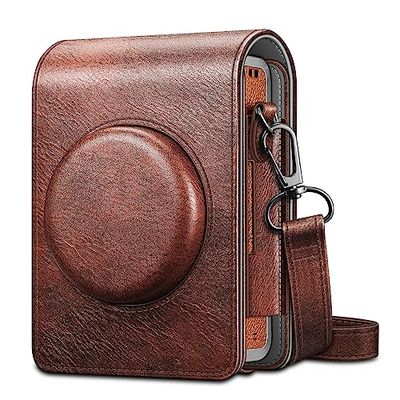 Fintie Funda Protectora para cámara Fujifilm Instax Mini EVO, Funda de Piel Vegana con Correa Ajustable extraíble, marrón Vintage