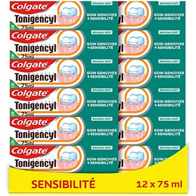 TONIGENCYL - Dentifricio Expert Plus Sensibility, protegge le gengive, allevia i denti sensibili, confezione da 12 tubi di dentifricio da 75 ml