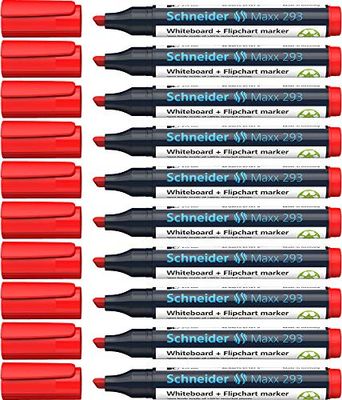 Schneider Maxx 293 whiteboardmarker (lijndikte: 2+5 mm, navulbaar) verpakking van 10 rood