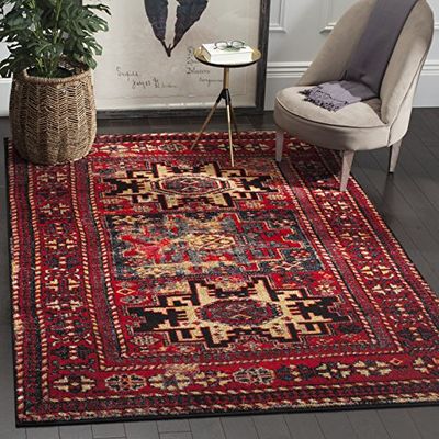 Safavieh Tapis Traditionnel pour Salon, Salle à Manger, Chambre à Coucher - Persian Collection, Tapis à Poil Court, Rouge et Multi, 91 x 91 cm