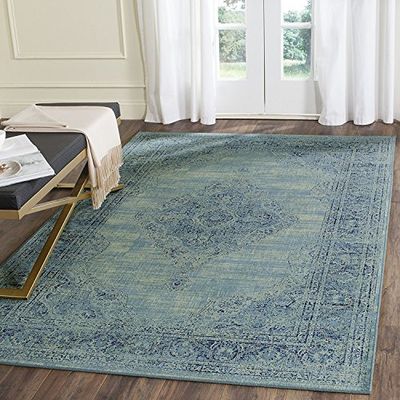 SAFAVIEH Tapis Traditionnel Pour Salon, Salle à manger, Chambre à coucher - Vintage Collection, Tapis à poil court, Turquoise et Multi, 99 X 170 cm