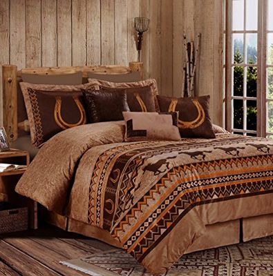 Chezmoi Collection Sedona 7-Piece Comforter Set, Polyester, Brown, California King
