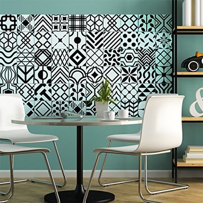 Ambiance Sticker Self-Adhesive Decorative Wall Decal Cement Tile for Bathroom and Kitchen Danemark - Pack of 9 Stickers of 10 x 10 cm