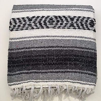 DistinctLook Mexicaanse Falsa Deken/Gooien/Tapijt, 6 kleuren HAND LOOMED Recyled Garen Yoga Meditatie Camping Picknick (Grijs)