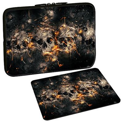 PEDEA Protective Sleeve, Notebook Case 10.1-Inch/13.3 inch/15.6 inch/17.3 inch Skulls 10,1 Zoll + Mauspad