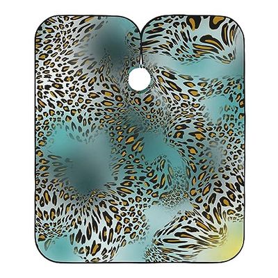 SDMKA Leopart Turquoise Print Professional Barber Cape Cheetah Print Waterproof Hairdressing Cape with Snap Closure Multifunctional Barber Apron for Men and Women