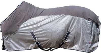 HKM Comfort Couverture anti mouches avec polaire Gris/Naturel/Bleu 155