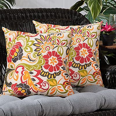 Zestaw 2 zewnętrznych wodoodpornych poszewek na poduszki 18 x 18 cali, świąteczna poduszka dekoracyjna Sham poszewka na poduszkę do namiotu ogrodowego Patio Balkon Sofa(czerwony biały pasek)