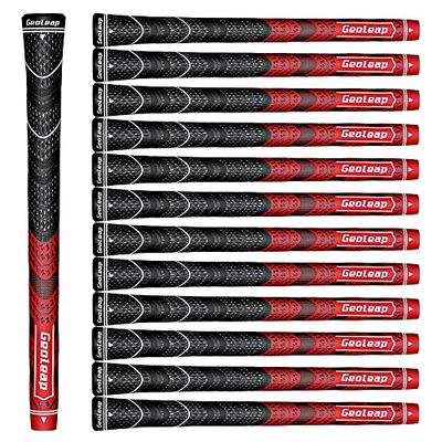 Geoleap Set di 13 manopole da golf in gomma composta, impugnature ibride per mazze da golf, prestazioni per tutte le condizioni atmosferiche. (rosso, standard)
