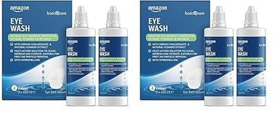 Amazon Basic Care Eye Wash with Sodium Hyaluronate and Natural Flowers Extracts, 360ml, Pack of 4