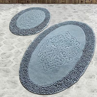 Set de tapis de bain (2 pièces) tons bleus