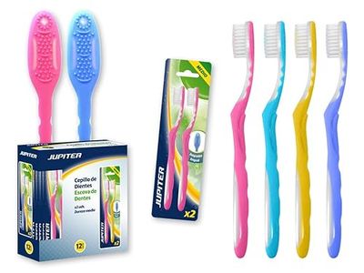 Zarivy Lot de 2 brosses à dents pour adultes, poils doux, manche ergonomique, nettoyage efficace, soins bucco-dentaires quotidiens.