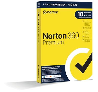 Norton™ 360 Premium 2025 |10 Appareils | 12 Mois |Envoi par la poste