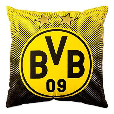 Borussia Dortmund, BVB-kudde med emblem, svart/gul, 40 x 40 cm, 1 st (1-pack)