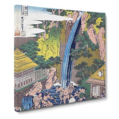 Roben Waterfall by Katsushika Hokusai Asian Japanese Canvas Wall Art Print Ready to Hang, Framed Picture for Living Room Bedroom Home Office Décor, 20x20 Inch (50x50 cm)