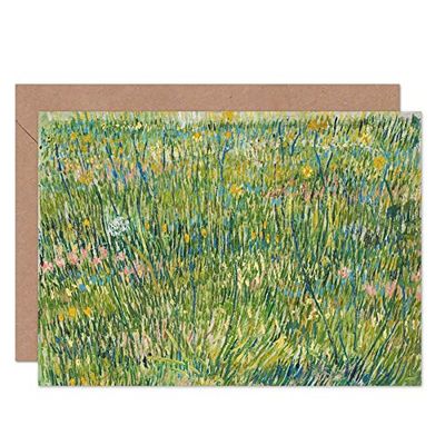 Artery8 Vincent Van Gogh Patch Of Grass Fine Art Greeting Card Plus Envelope Blank Inside