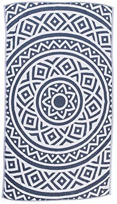 Bersuse 100% Katoen - Venice Turkse Handdoek - Peshtemal Strandlakens - Mandala Design - Dual Layer - 100 x 180 cm, Donkerblauw