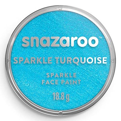 Snazaroo 1118481 Kinderschmink, huidvriendelijke hypoallergene gezichtsmake-up op waterbasis, vrij van parabenen - 18ml, Sparkle Turquoise