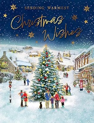 Piccadilly Greetings Christmas Card Open Town tree - 8 x 6 inches