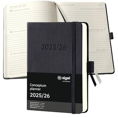 SIGEL C2602 Wochenkalender Conceptum 2025/2026, ca. A6, schwarz