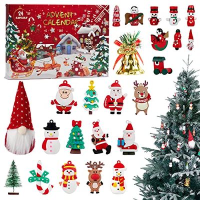 FunsLane Calendario de Adviento 2022 Adornos para el árbol de Navidad Juego de adornos de cuenta atrás, Adornos de Navidad de interior Calendario de Adviento para Navidad Regalo para niñas y niños