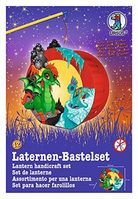 Ursus 18710012F - Lantaarns knutselset Easy Line, Baby draak, ca. 21, 8 x 21 x 10, 3 cm, set voor het knutselen van een lantaarn, inclusief stap-voor-stap handleiding, ideaal voor de volgende lantaarnloop