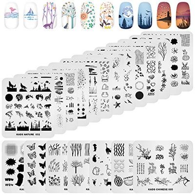 KADS 20pcs Nail Stamp Plates set Nails Art Stamping Plates Leaves Flowers Animal Nail plate Template Image Plate