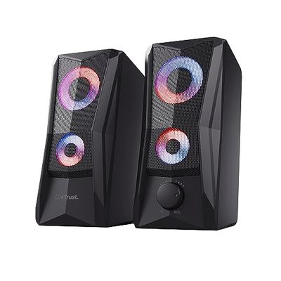 Trust Gaming GXT 606B Javv Casse PC Gaming 2.0 con Illuminazione LED RGB, 12W (6W RMS), Alimentazione USB, Jack AUX 3.5 mm, Set di Altoparlanti PC da Gioco per Computer, Portatile - Nero