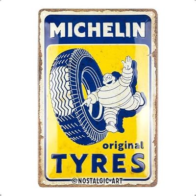 Nostalgic-Art Plaque rétro, 20 x 30 cm, Michelin – Original Tyres – Idée de cadeau pour fans de moteur, en métal, design vintage