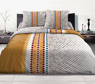 Home Passion Parure Copripiumino 3 Pezzi Honey 100% 57 Fili, Cotone, Multicolore, 220 x 240 x 0,1 cm