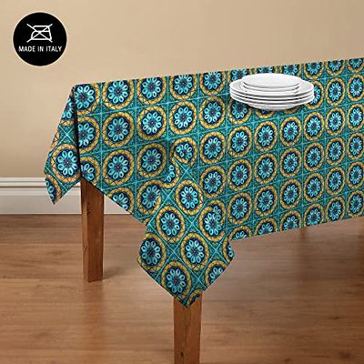 Tovaglia da cucina con stampa digitale, 100% Made in Italy, Tovaglia antiscivolo per sala da pranzo, lavabile e antimacchia, Modello Maiolica - Rosalina, cm 180x140