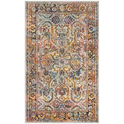 Safavieh Tapete boémio retangular tecido para interiores, coleção de cristal, CRS504, em azul claro/laranja, 91 x 152 cm, para sala de estar, quarto ou qualquer espaço interior