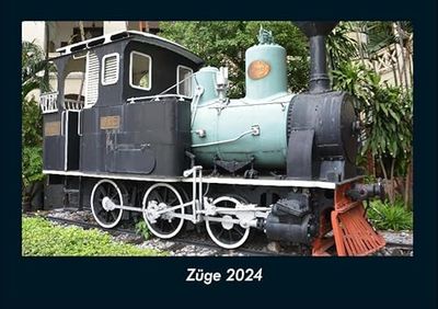 Züge 2024 Fotokalender DIN A4: Monatskalender mit Bild-Motiven von Autos, Eisenbahn, Flugzeug und Schiffen